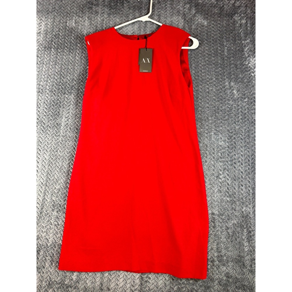 Armani Exchange Sheath Dress Womens 4 Red Round Neck Sleeveless Party Cocktail